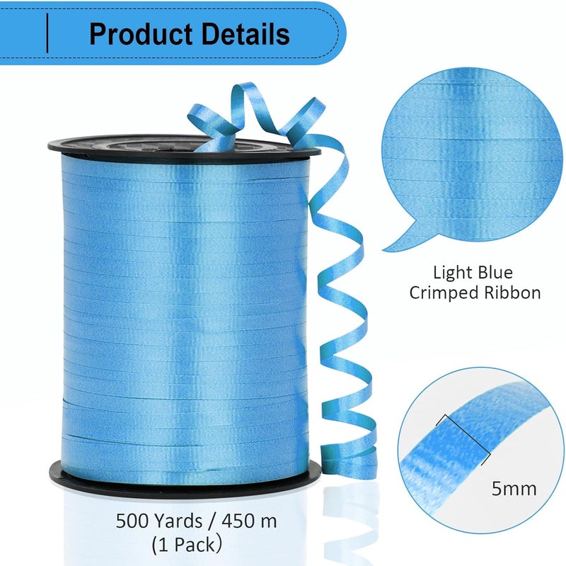 OMISELIO Light Blue Ribbon - 500 Yard Crimped Curling Ribbon for Gift Wrapping, Baby Showers & Birthdays - Image 5